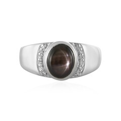Zilveren ring met een zwarte ster saffier