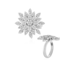 Zilveren ring met witte topaasstenen