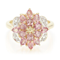 Gouden ring met Onverhitte Padparadscha Saffieren (AMAYANI)