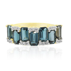 Gouden ring met Londen-blauwe topaasstenen