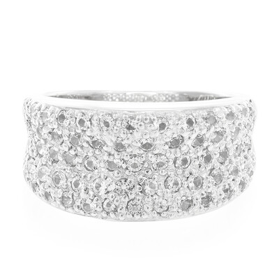 Zilveren ring met witte topaasstenen
