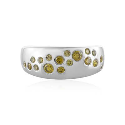 Zilveren ring met I3 Gele Diamanten
