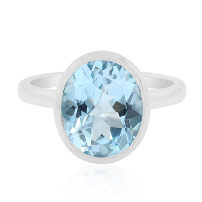 Zilveren ring met een hemel-blauwe topaas (MONOSONO COLLECTION)