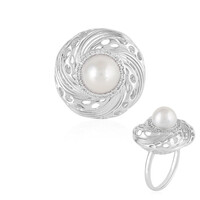 Gouden ring met een Witte zoetwater kweekparel (Ornaments by de Melo)