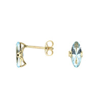 Gouden oorbellen met hemel-blauwe topaasstenen