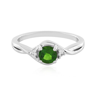 Zilveren ring met een Russische diopsied