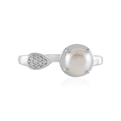 Zilveren ring met een Witte zoetwater kweekparel