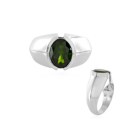 Zilveren ring met een Russische diopsied