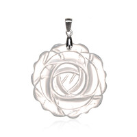 Zilveren hanger met een witte kwarts