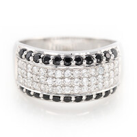 Zilveren ring met zwarte spinelstenen