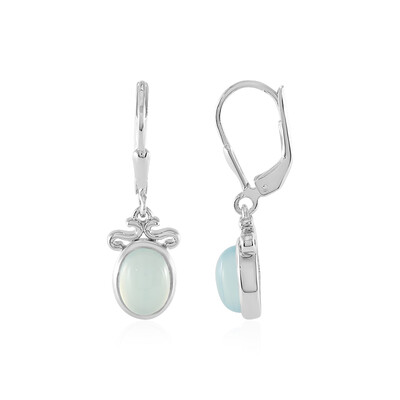 Zilveren oorbellen met Blauwe chalcedonen