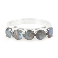 Zilveren ring met spectrolietstenen