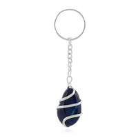 Messingen sleutelhanger met een Blauwe agaat