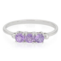 Zilveren ring met Onverhitte Purper Saffieren