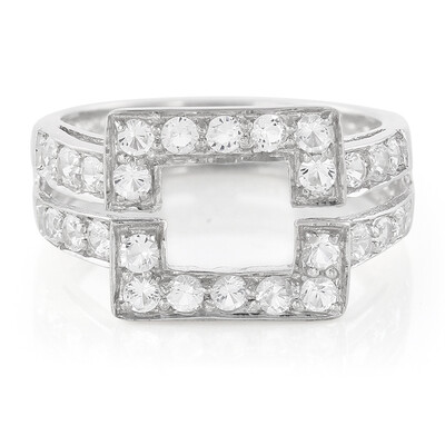 Zilveren ring met witte topaasstenen