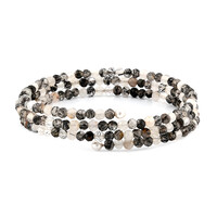 Stalen armband met zwarte rutielkwartskristallen (Riya)