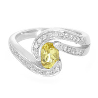 Zilveren ring met een gele beril