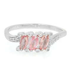 Zilveren ring met Padparadscha saffieren