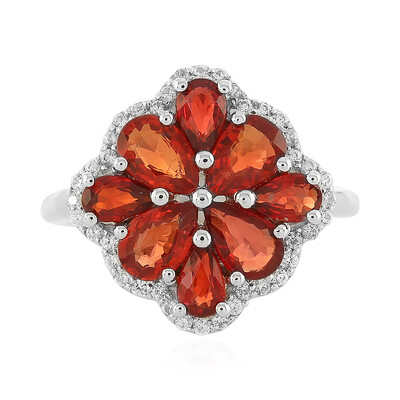 Zilveren ring met avondrode robijn