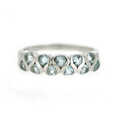 Zilveren ring met hemel-blauwe topaasstenen