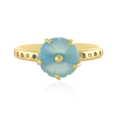 Zilveren ring met een Blauwe chalcedoon