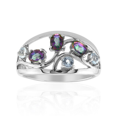 Zilveren ring met mystieke kwartskristallen