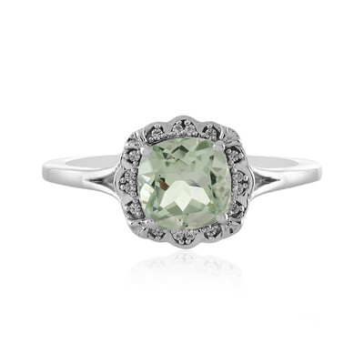 Zilveren ring met een groene amethist