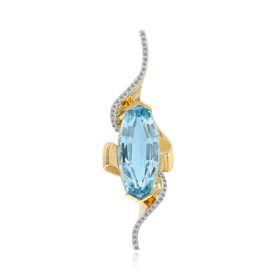 Gouden hanger met een hemel-blauwe topaas (Adela Gold)