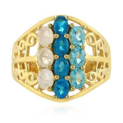 Zilveren ring met neon blauwe apatieten