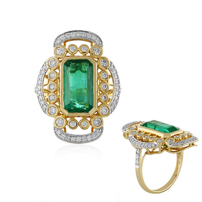 Gouden ring met een AAA Zambia smaragd (AMAYANI)