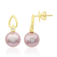 Gouden oorbellen met Royal Pink Ming Parels (TPC)
