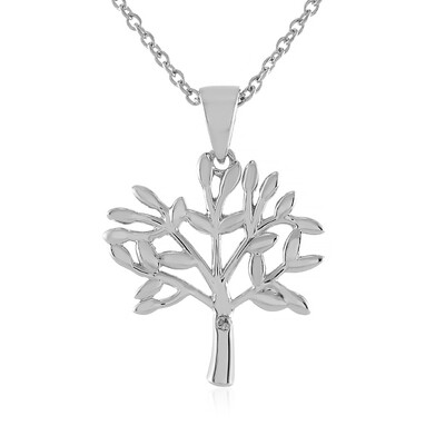 Zilveren halsketting met een I4 (J) Diamant
