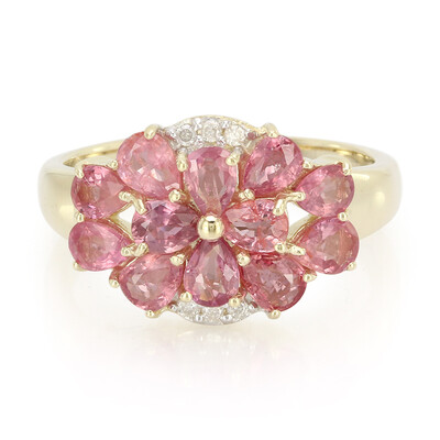 Gouden ring met Onverhitte Padparadscha Saffieren