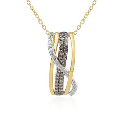 Zilveren halsketting met I3 Champagne Diamanten