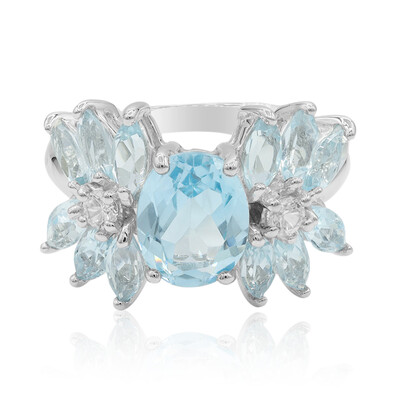 Zilveren ring met een hemel-blauwe topaas