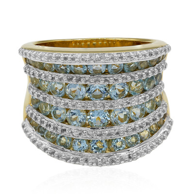 Zilveren ring met hemel-blauwe topaasstenen
