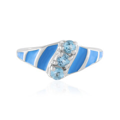 Zilveren ring met Zwitsers-blauwe topaasstenen