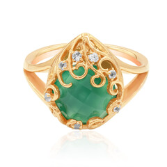 Zilveren ring met een groene chalcedoon