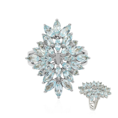 Zilveren ring met hemel-blauwe topaasstenen