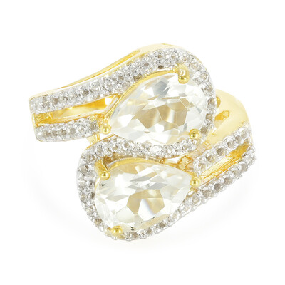 Zilveren ring met eismaan kwartsen