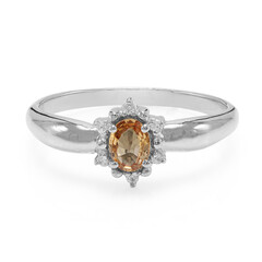Zilveren ring met een Padparadscha saffier