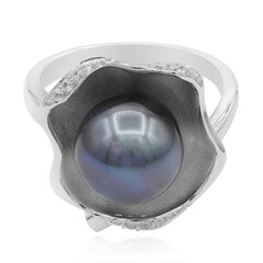 Zilveren ring met een Tahiti parel (TPC)