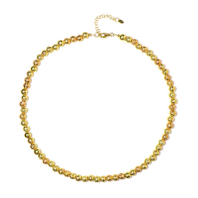 Zilveren halsketting met Gouden lava parels