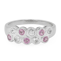 Zilveren ring met Ceylon roze saffieren