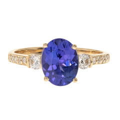 Gouden ring met een AAA tanzaniet (CIRARI)