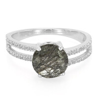 Zilveren ring met een zwarte rutielkwarts