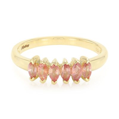 Gouden ring met Onverhitte Padparadscha Saffieren