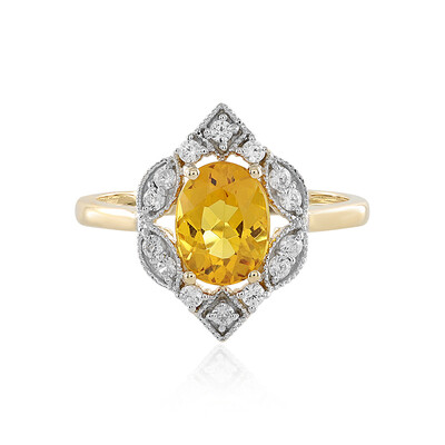 Gouden ring met een gele beril
