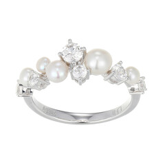 Zilveren ring met een Witte zoetwater kweekparel
