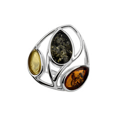 Zilveren ring met een Baltische barnsteen